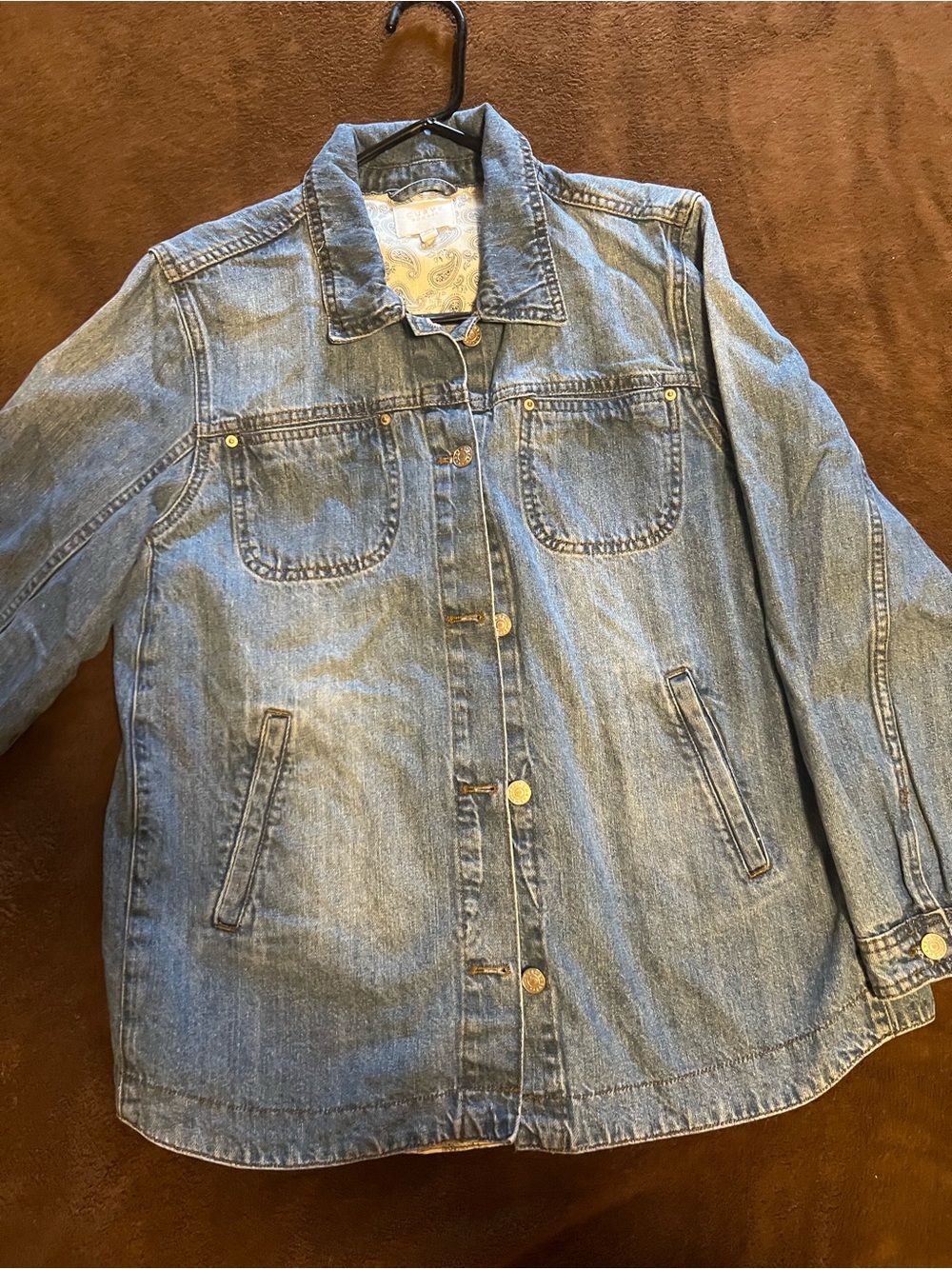 Blue Denim Jacket - Casual Button-Front Jean Coat by Curve appeal Size L
